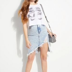 Guess Evelyn Asymmetrical Denim Skirt